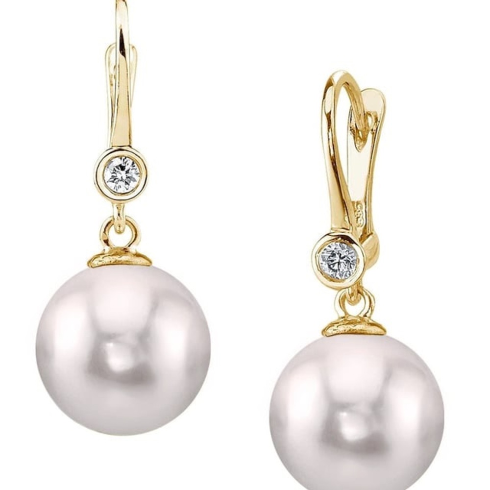 Japanese Akoya Certified Hanadama Pearl & Diamond earrings